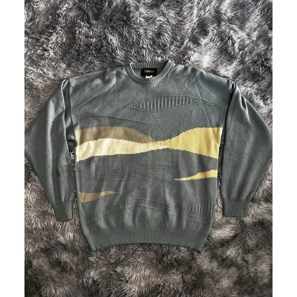 Vintage Blainroe Ireland Abstract Pattern Fisherman Sweater Flecked Large